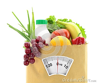 Healthy diet. Fresh food in a paper bag Stock Photo