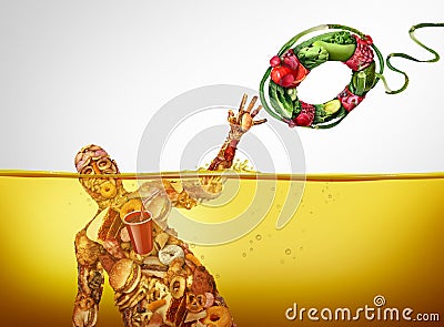 Healthy Diet Rescue Cartoon Illustration