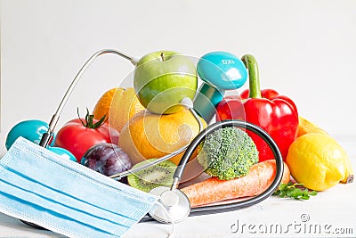 Healthy diet and sport immunity concept with fresh food Stock Photo