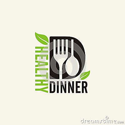 Healthy dinner logo vector illustration Vector Illustration