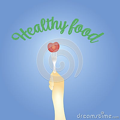 Healthy eating concept. tomato on the fork. vector illustration Vector Illustration