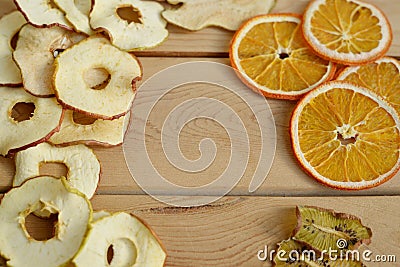 Healthy Eating. Healthy food. Lozenges, dried oranges, kiwis, pears. Stock Photo