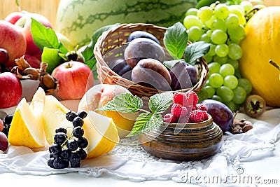 Healthy eating, healty food, vegetarian food - fresh delicious and juicy organic fruit Stock Photo