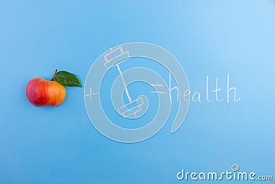 healthy eating plus fitness concept Stock Photo