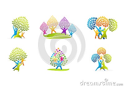 Healthy family logo, natural parenting care concept vector design Vector Illustration