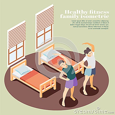 Healthy Fitness Isometric Background Vector Illustration