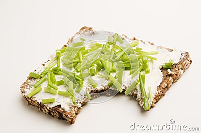 Wholegrain cracker with chives Stock Photo