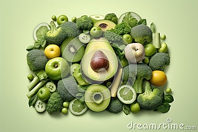 healthy food background, healthy vegetarian food, vegetables and fruits. Stock Photo