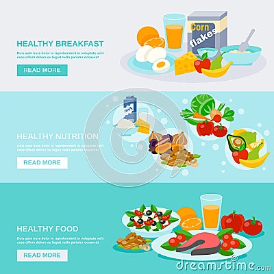 Healthy Food Banner Vector Illustration