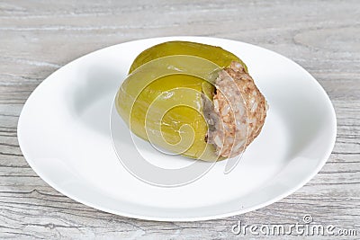 Healthy food. Boiled green pepper stuffed with meat and rice Stock Photo