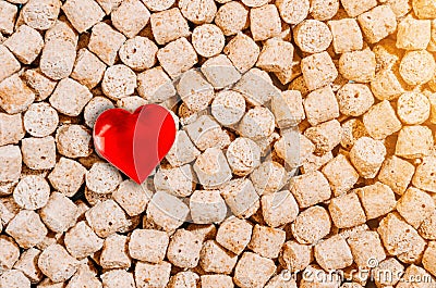 Healthy food, bran background and heart symbol Stock Photo