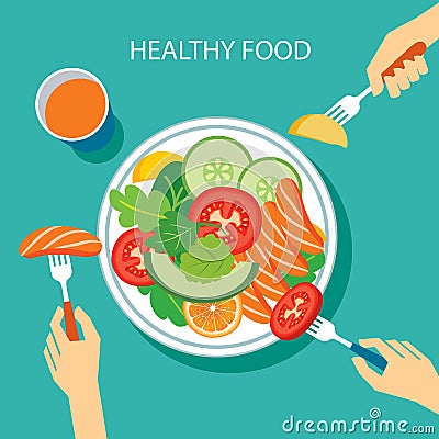 Healthy food concept flat design Vector Illustration