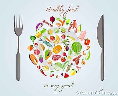 Healthy food concept Vector Illustration
