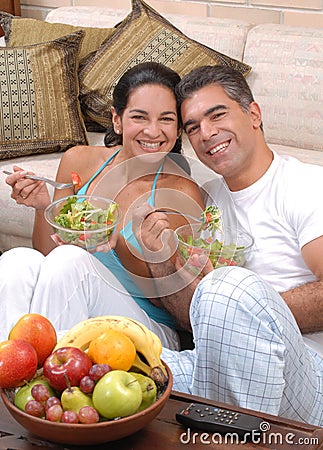 Healthy food couple. Stock Photo