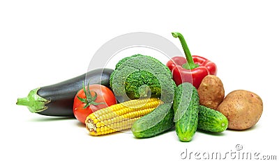 Healthy food: fresh vegetables isolated on white background. Stock Photo