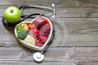 Healthy food in heart and cholesterol diet concept Stock Photo