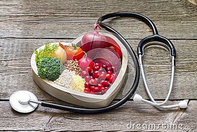 Healthy food in heart and cholesterol diet concept Stock Photo