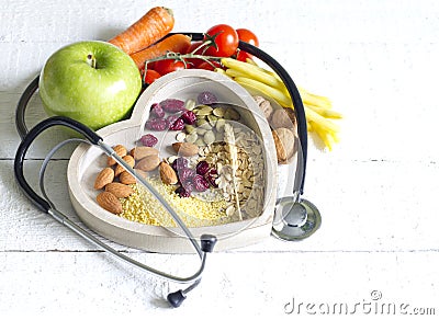 Healthy food in heart diet abstract concept Stock Photo