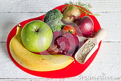 Healthy food in heart sign of healthy lifestyle Stock Photo