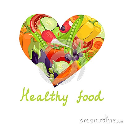 Healthy food. Heart of vegetables Vector Illustration