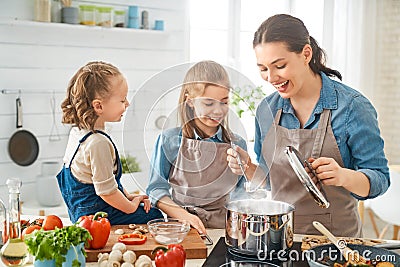 Happy family in the kitchen Stock Photo