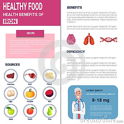 Healthy Food Infographics Products With Vitamins And Minerals, Health Nutrition Lifestyle Concept Vector Illustration