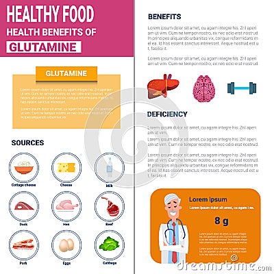 Healthy Food Infographics Products With Vitamins And Minerals, Health Nutrition Lifestyle Concept Vector Illustration