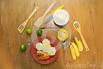 Healthy food with kithen things Stock Photo