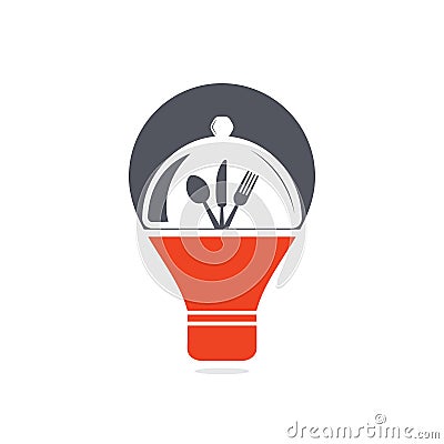 Healthy food logo with bulb shape concept template vector. Vector Illustration