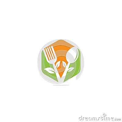 Healthy Food Logo design. Organic Food Logo . Vector Illustration