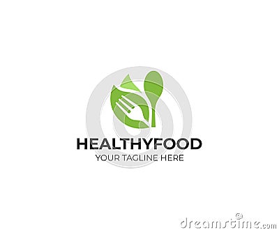 Healthy food logo template. Organic food vector design Vector Illustration