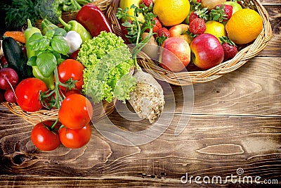 Healthy food, organic fruit and vegetable - healthy eating Stock Photo
