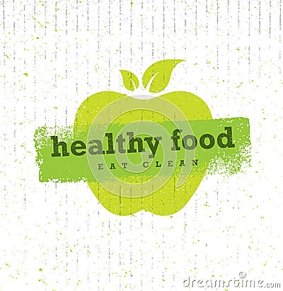 Healthy Food Organic Paleo Style Rough Vector Design Element On Cardboard Background. Vector Illustration