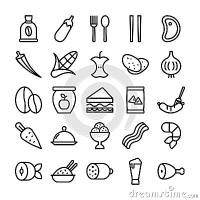 Healthy Food Pack of Line Icons Vector Illustration