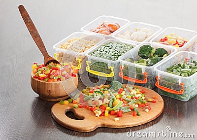 Healthy food packaging, frozen vegetable vegetarian nutrition Stock Photo