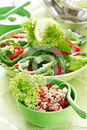 Healthy food, salad with tunny Stock Photo