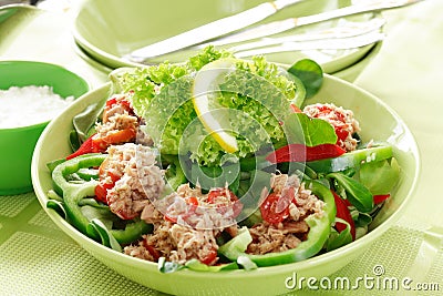 Healthy food, salad with tunny Stock Photo