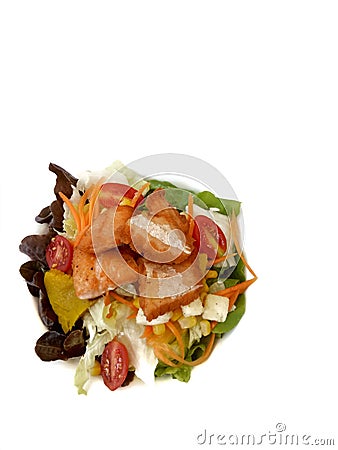 healthy food salmon salad.isolated Stock Photo