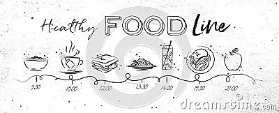 Healthy food timeline Vector Illustration