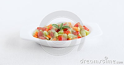Healthy Food Tomato, Cucumber and Carrot Pieces Mixture Stock Photo
