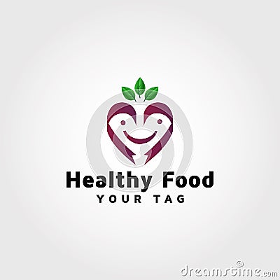 Healthy food vector logo design template idea Vector Illustration