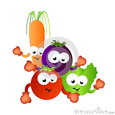 Healthy food vegetables for kids Vector Illustration