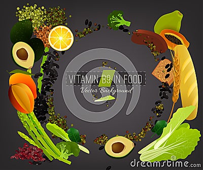 Healthy Food Vitamin B9 Vector Illustration
