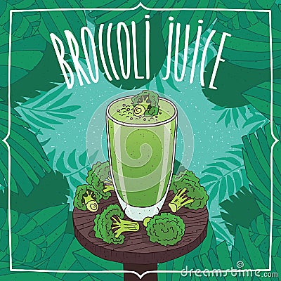 Healthy fresh broccoli juice with vegetables Vector Illustration