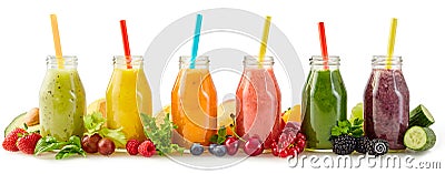 Healthy fresh fruit smoothies with ingredients Stock Photo