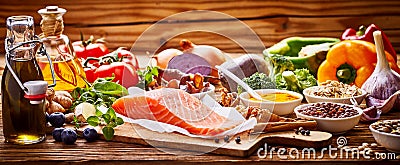 Healthy fresh raw food for the heart in a banner Stock Photo