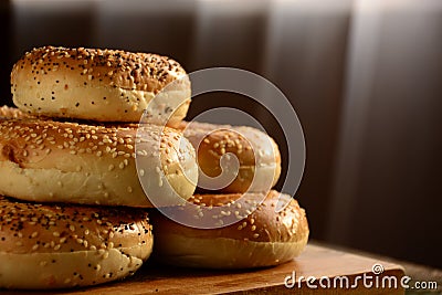 Healthy freshly baked bagels Stock Photo