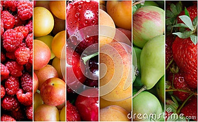 Healthy fruit food collage Stock Photo