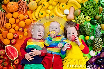 Healthy fruit and vegetable nutrition for kids Stock Photo