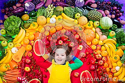 Healthy fruit and vegetable nutrition for kids Stock Photo